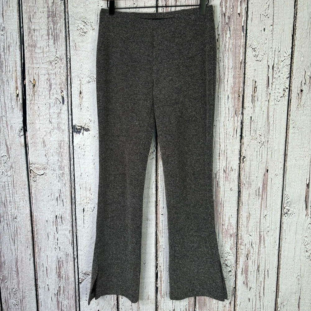 Express Y2K Pull On Bootcut Tweed Pants Gray Split Hems Size Small Elastic Waist